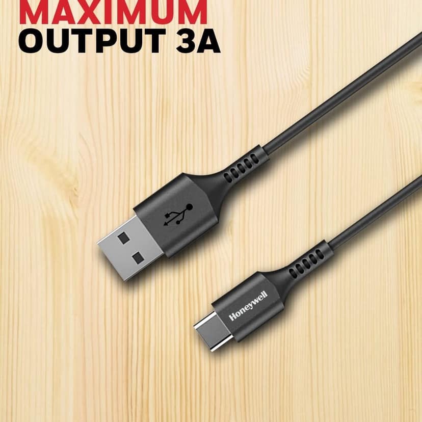 Honeywell USB 2.0 To Type C Fast Charge Cable, PD 60W, QC 3.0,1.8M - Black view 3