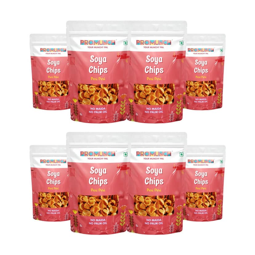 PROMUNCH Soya Chips - Peri Peri (Pack of 8; 30g Each)