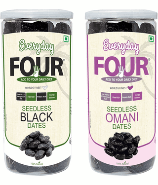 Everyday Four Seedless Black Dates 400g + Seedless Omani Dates 400g ( Combo Pack )