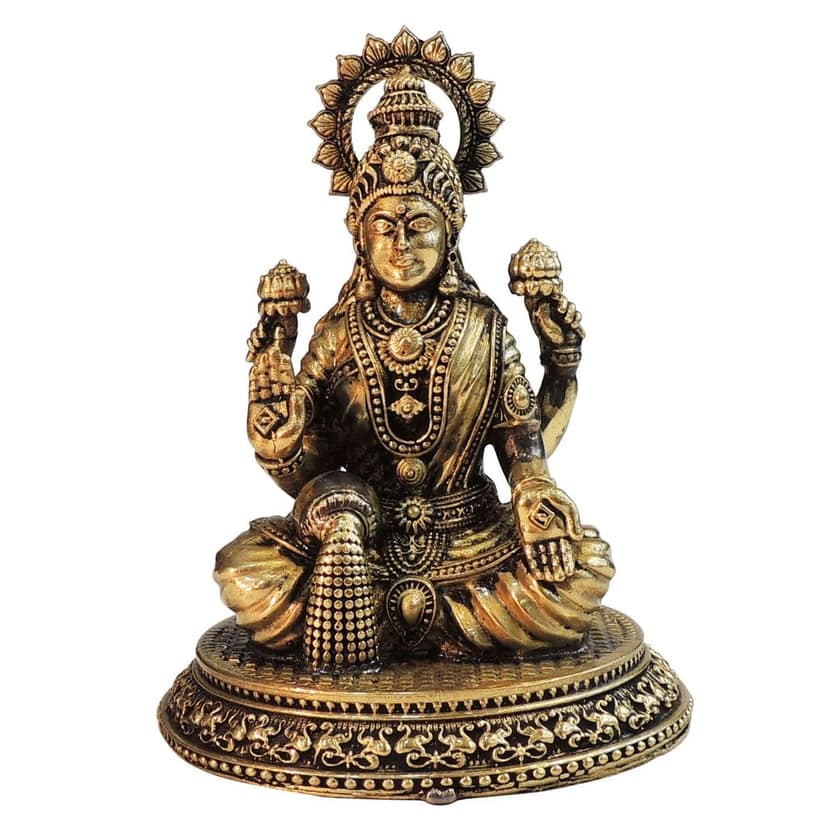 Brass Laxmi Ji God Idol � Goddess Lakshmi Brass Home Mandir Statue, Height : 5.5 Inch (BSMAS1829 L) view 2