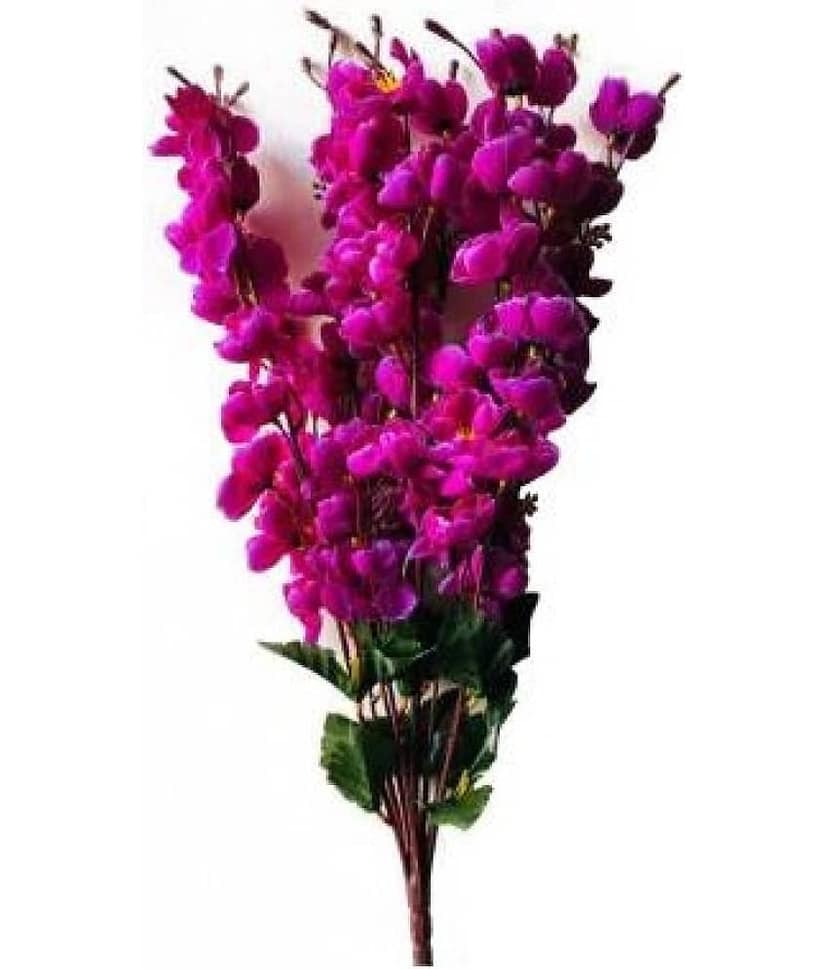 Green plant indoor Orchids Purple Artificial Flowers Bunch - Pack of 1 view 2