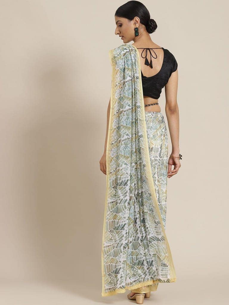 Women's Digital Print Saree With Unstiched Blouse Piece view 2