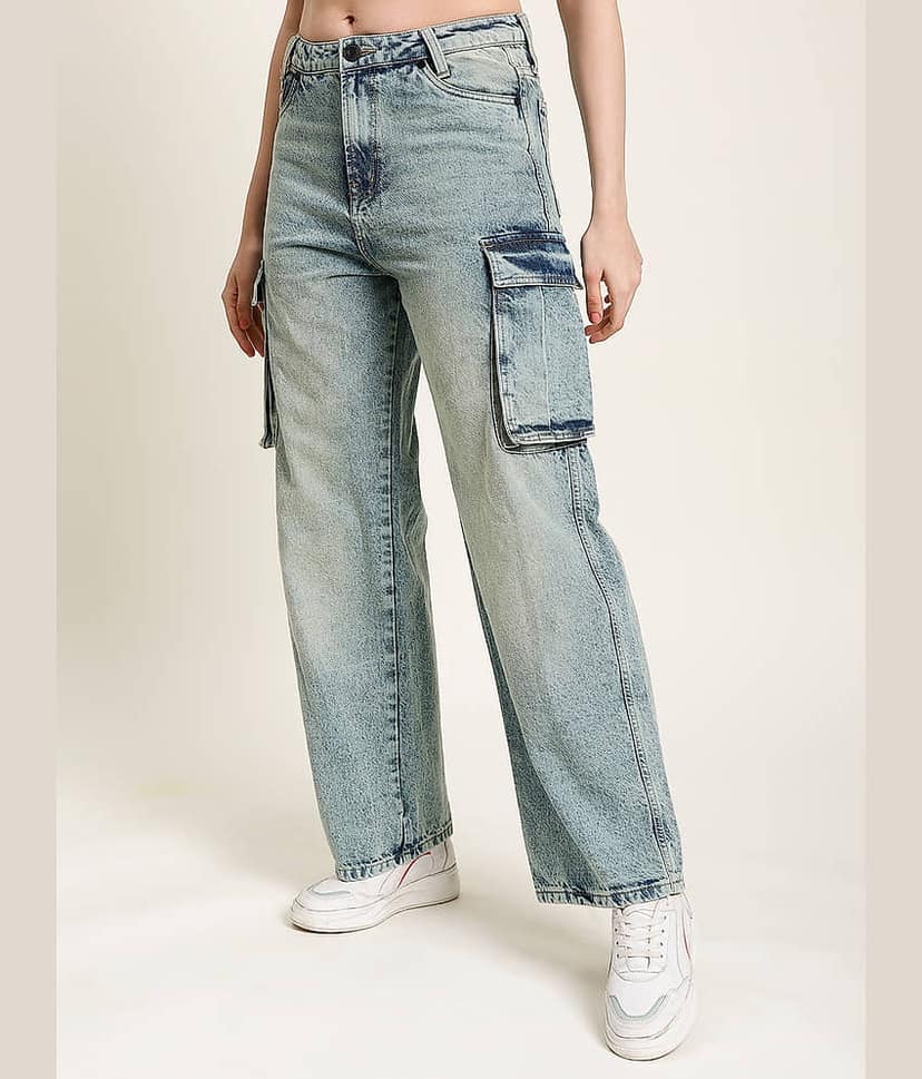 Bene Kleed Women's Cargos High-Rise Jeans ( Blue ) view 6