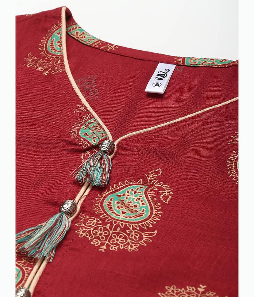HISHAM - Maroon Rayon Women's Straight Kurti ( Pack of 1 ) view 2