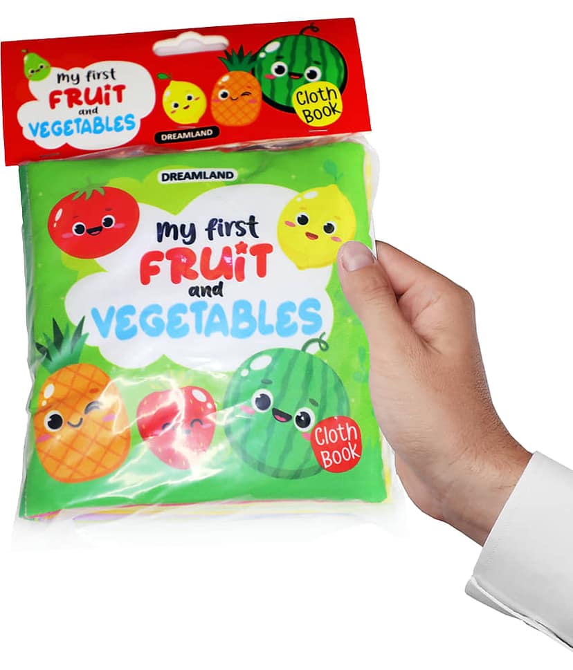 Dreamland Baby My First Cloth Book Fruit and Vegetables with Squeaker and Crinkle Paper Cloth Books for Toddler Kids Early Development Cloth Book Learning Educational Baby Toys Soft Toys Gifts for Kids view 2