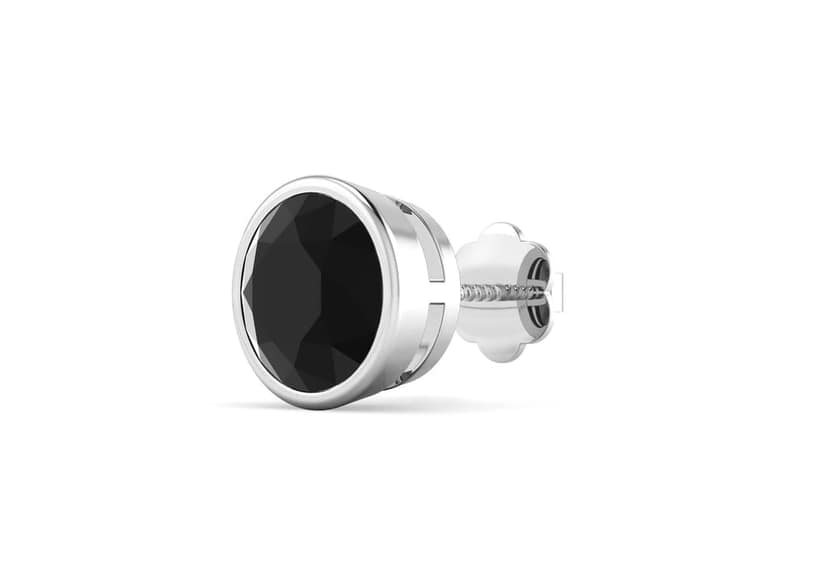 Black Brilliant Bezel Men's Ear Stud (1 Pc Only)