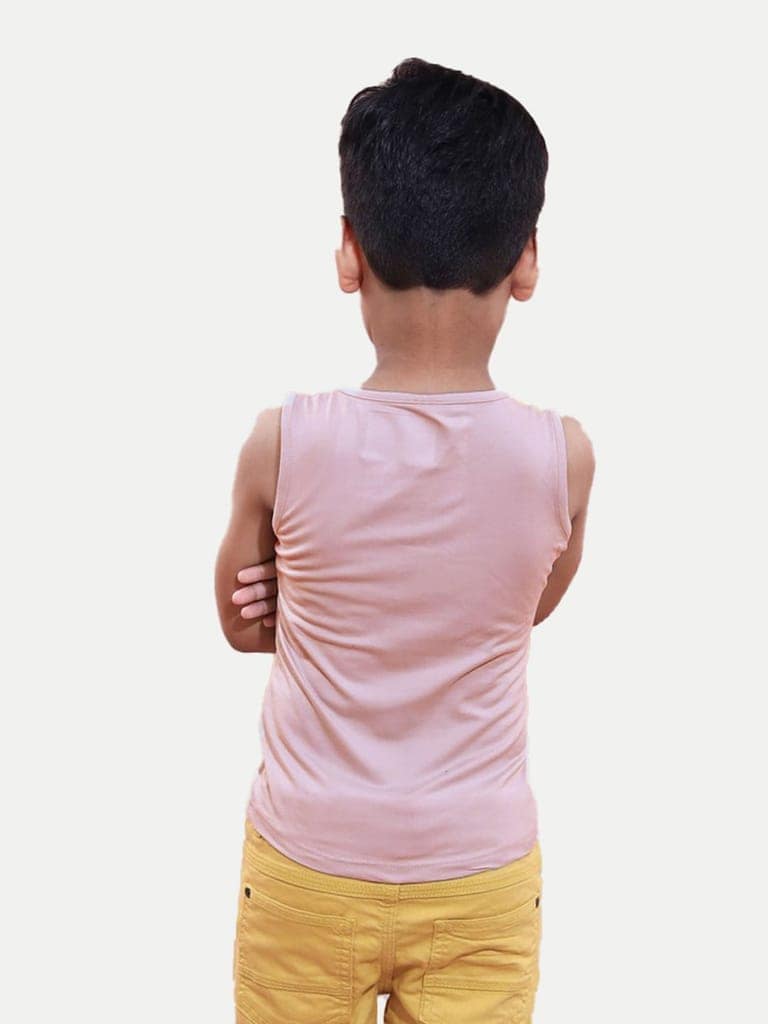 Teen Boys Pink Solid Tank Top view 4