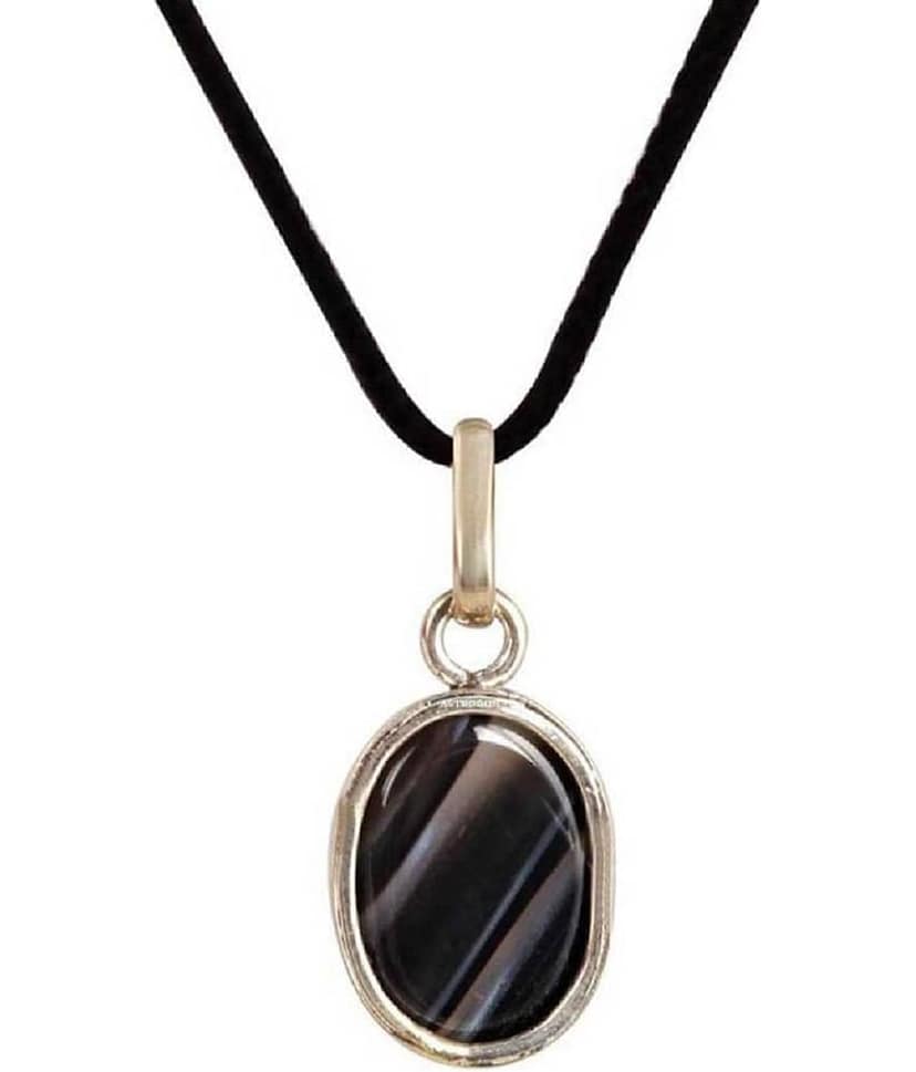 Sulemani Hakik Aqeeq Black Akik Kala Haqiq Panchdhatu Pendant Locket with Lab Certificate Silver Chalcedony Stone Pendant view 2