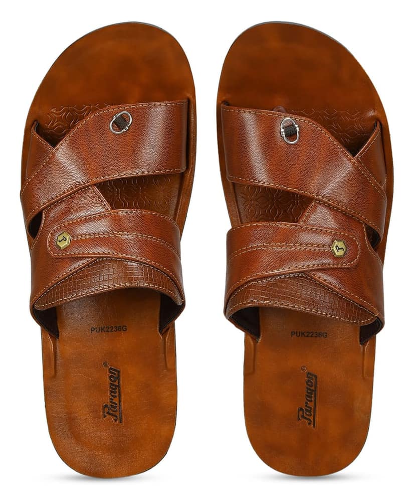Paragon Men's Slip-on Brown Sandals for Men | Comfortable Sole & Durable view 4