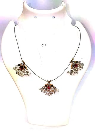 "Stunning Pearl and Ruby Gold Necklace Set"