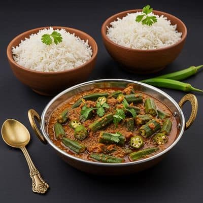 1 Bhindi ka Khatta with 2 Rice Bowl
