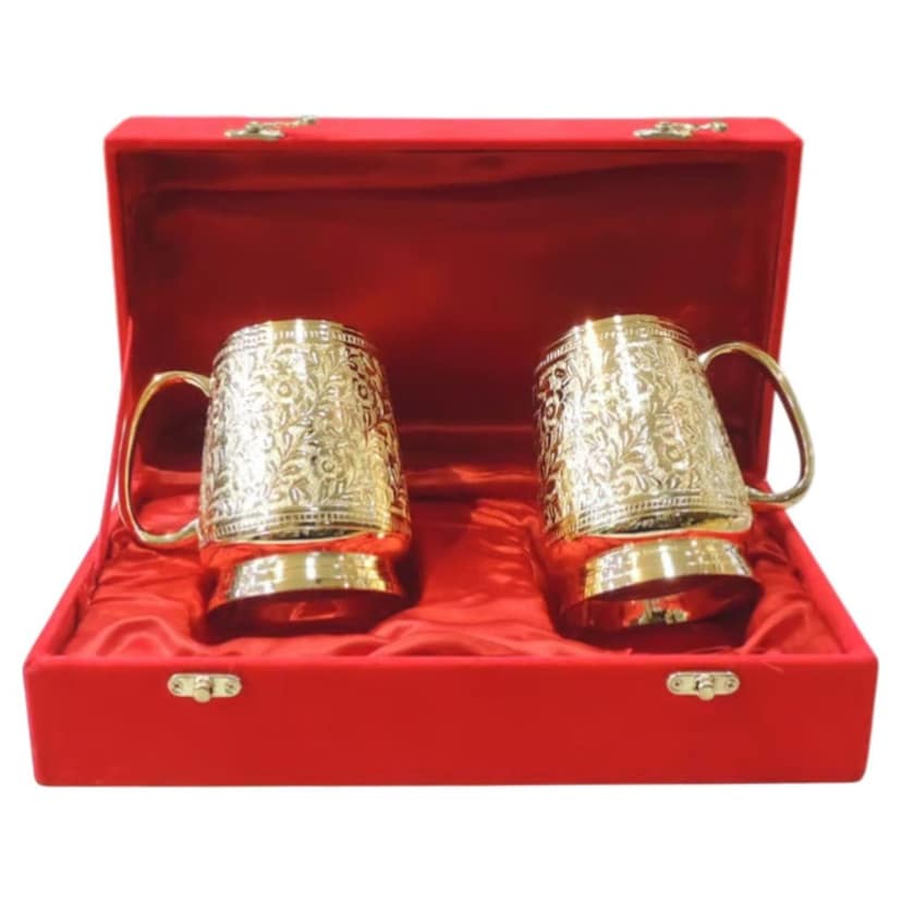 Brass Beer Mug Set | Premium Diwali Gift Item, Height : 4.6 Inch (BMAS307 A) view 2