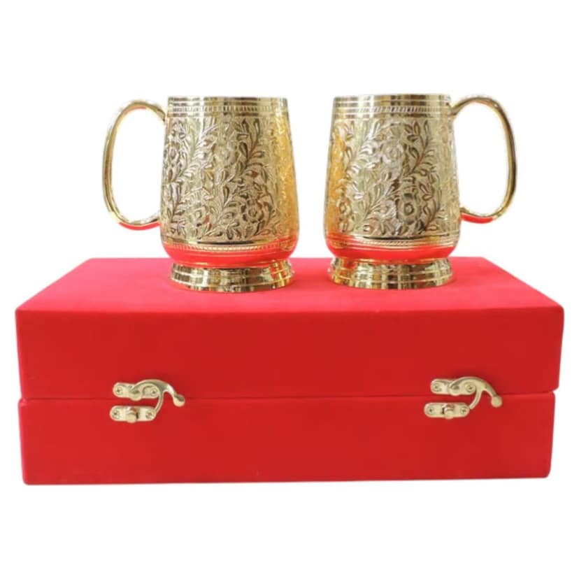 Brass Beer Mug Set | Premium Diwali Gift Item, Height : 4.6 Inch (BMAS307 A) view 3