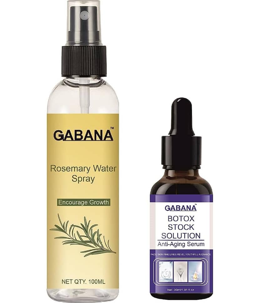 Gabana Beauty Natural Rosemary Water | Hair Spray For Regrowth 100ml & Botox Stock Solution Anti Ageing Serum 30ml - Set of 2 Items