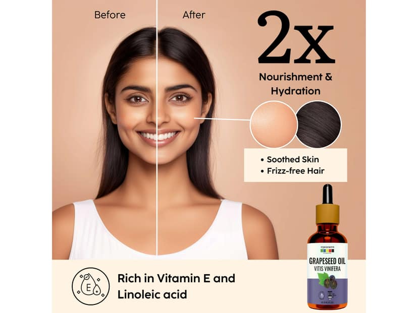 Organix Mantra Grapeseed Oil, Cold Pressed Organic Oil (Pack Of 2) - 60 Millilitre view 2