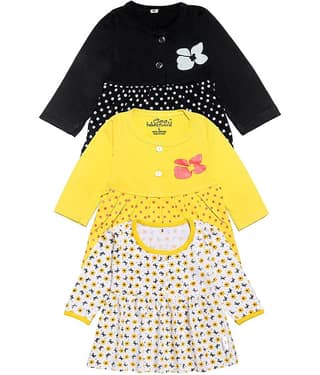 Babeezworld Pack of 3 Baby Girls 100% Cotton Frocks ( Multi )