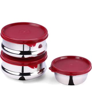 Oliveware - Steel Red Food Container ( Set of 3 )