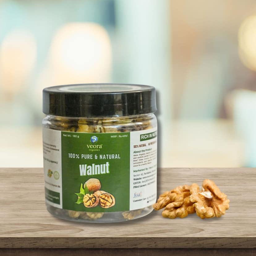 Veora Organics Kashmiri Walnut (Akhrot) | Premium Natural Walnuts | Rich in Omega-3, Protein & Fiber | Healthy Dry Fruit for Brain & Heart Health | Pure & Chemical-Free | 180g view 5