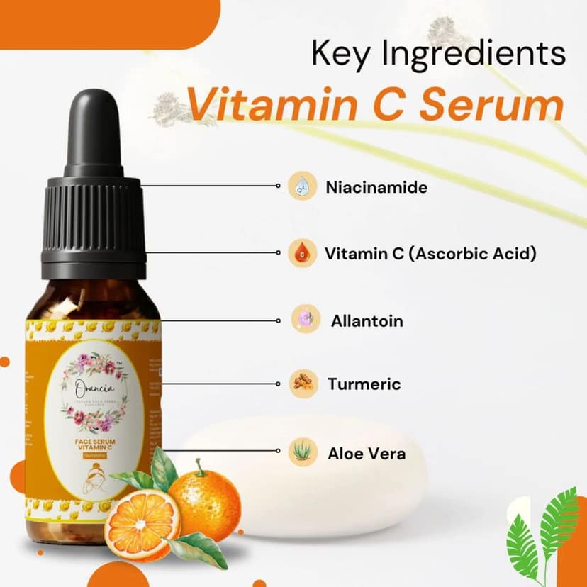 Orancia Vitamin C Face Serum for Glowing Skin | Purest Vitamin C with Vitamin E | Moisturizing Serum for Sensitive Skin | All Skin Types | Face Serum for Men & Women | 30 ml view 4