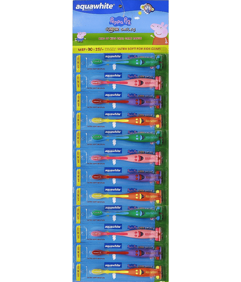 aquawhite aquawhite Junior Smiley Toothbrush Toothbrush Pack of 12