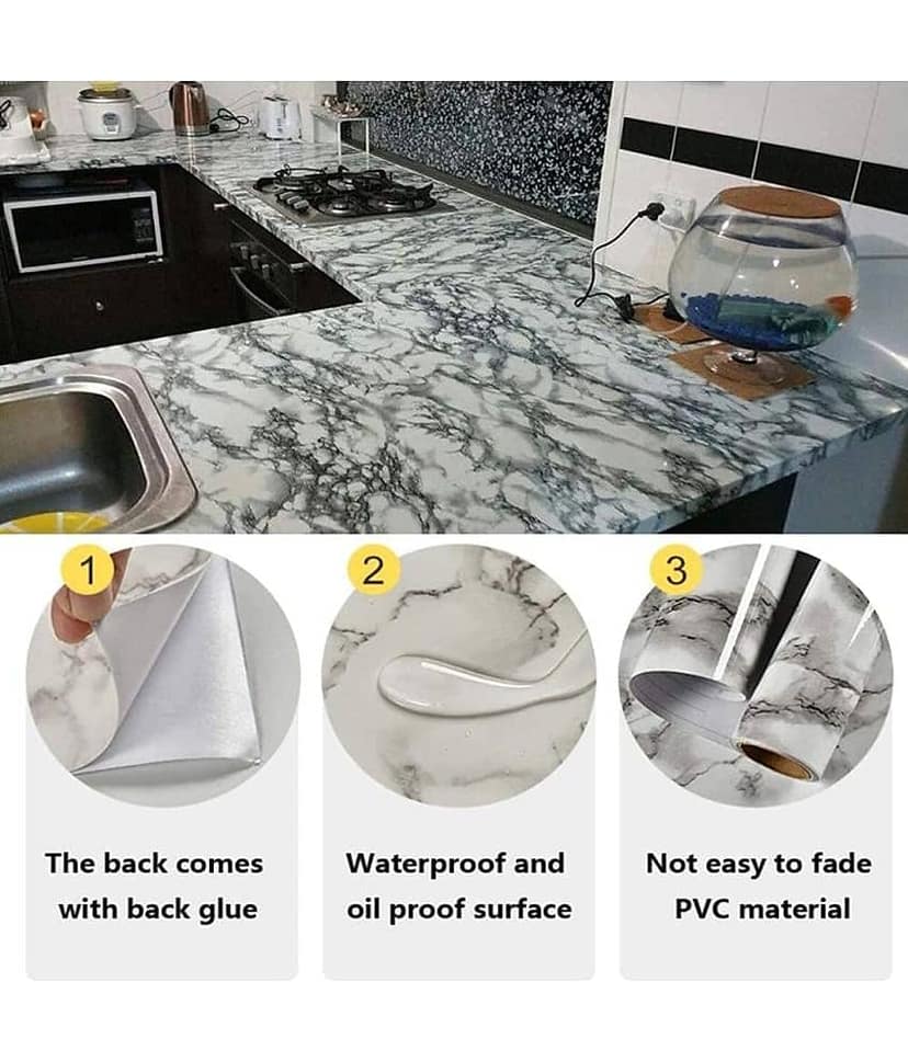 Geeo Premium White Marble Design Wallpaper 60cm x 2m (Pack of 1) view 2