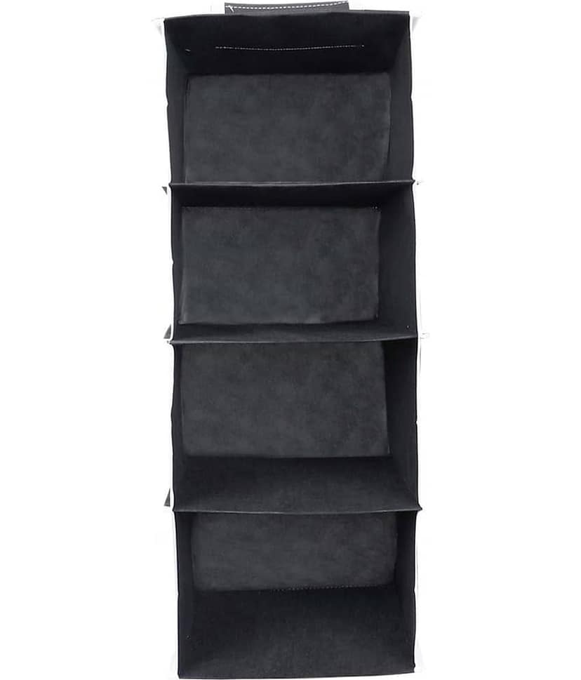 Non Woven Foldable Hanging 4 Shelves Wardrobe/Closet Cloth Storage Organizer -Pack of 1 view 2