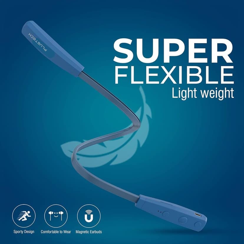 PLUGTECH Wireless Bluetooth Neckband Earphones with Mic - Blue view 3