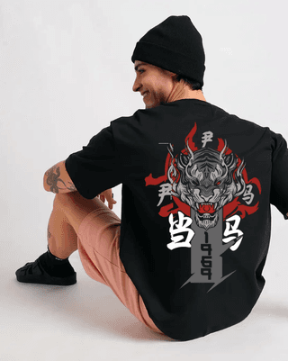Tiger Anime Black oversized T-shirt