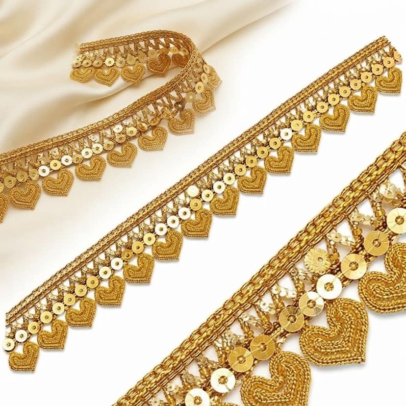 Gota Patti Flower Lace/Sarees Laces Border/Golden Laces/ Silver Lace/ Sequnce Lace-1.25 inch width 9Mtr view 2