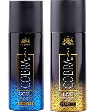 ST.JOHN Cobra Cool & Live Long Lasting Deodorant Spray for Men 150ml Each (300ml) - Pack of 1