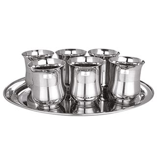 SHINI LIFESTYLE (Pack of 6) Stainless Steel Glass Glass Set Water/Juice Glass