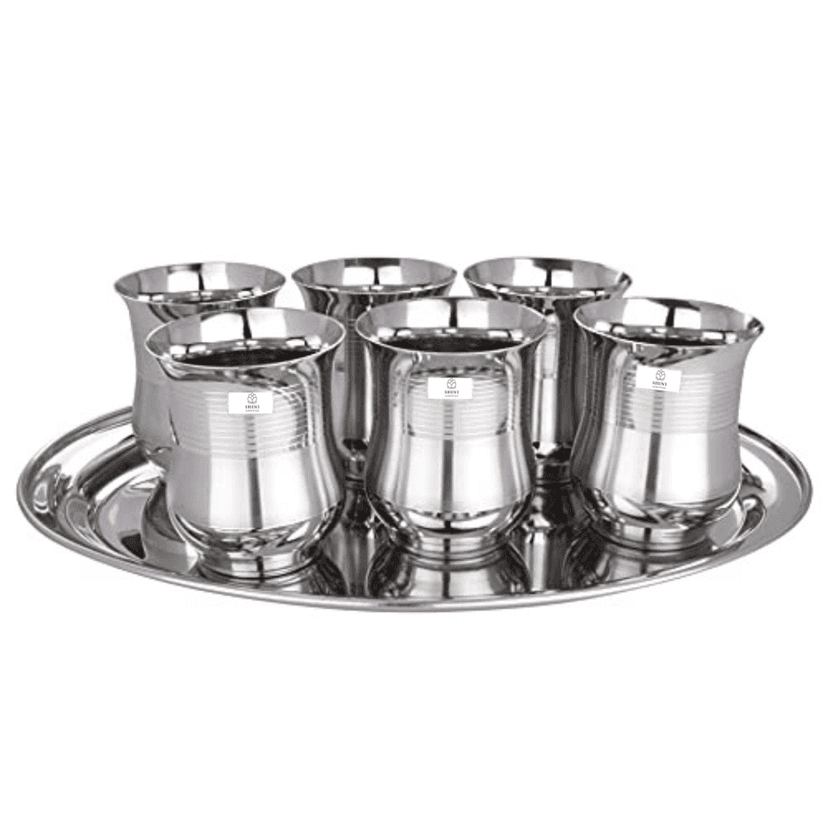 SHINI LIFESTYLE (Pack of 6) Stainless Steel Glass Glass Set Water/Juice Glass