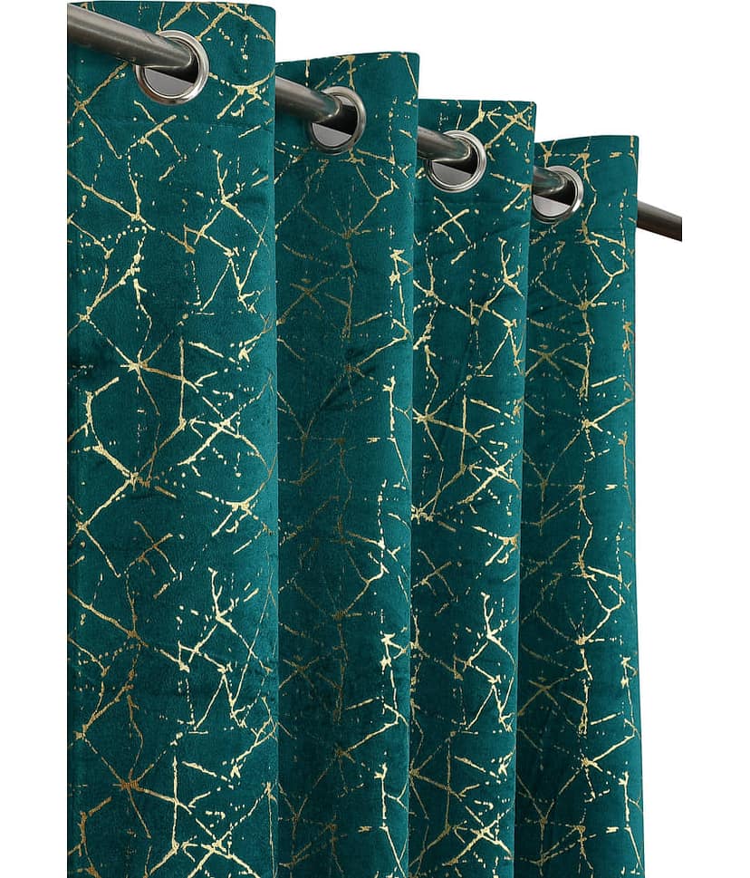 Kraftiq Homes Abstract Room Darkening Eyelet Curtain 9 ft ( Pack of 2 ) - Blue view 2