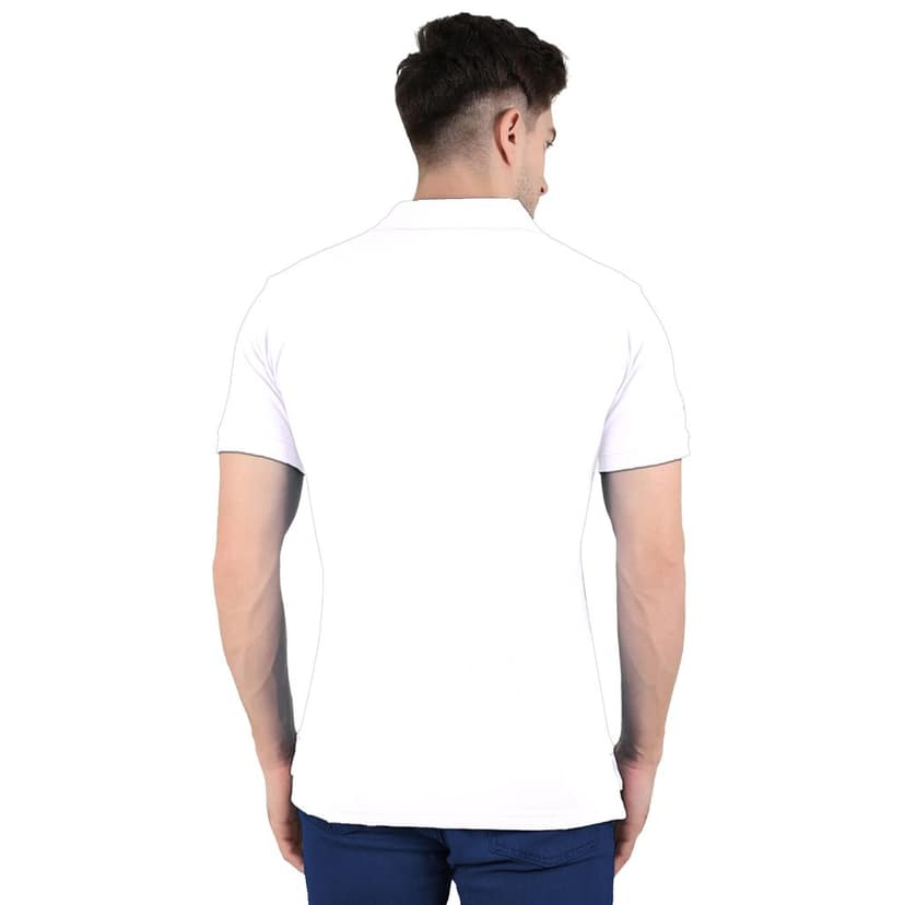 White T Shirt for Men Cotton Half Sleeve Plain Polo T Shirts for Men Regular Fit Solid Color Men's Collar White T Shirt for Men view 2