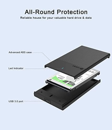 Cablet 2.5 Inch SATA USB 3.0 HDD/SSD Portable External Enclosure for 7mm and 9.5mm, Tool-Free Design, Supports UASP Max 6TB view 3