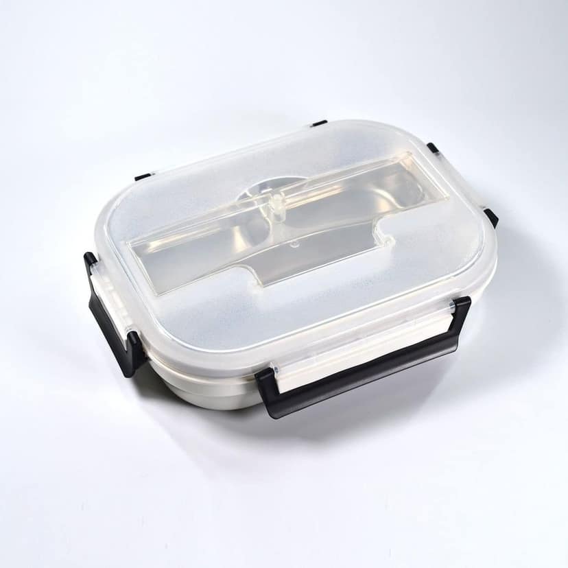 Store4hope Lunch Box for Kids and Adults, Stainless Steel Lunch Box with 3 Compartments with Spoon Slot. view 2