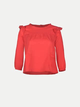 Teen Girls Solid Red Woven Tops