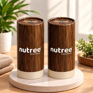 Nutree Wood-Textured Facial Tissue Paper Tubes, 2 Ply, 140 Total Tissues (Pack of 2)
