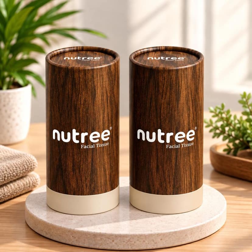 Nutree Wood-Textured Facial Tissue Paper Tubes, 2 Ply, 140 Total Tissues (Pack of 2)