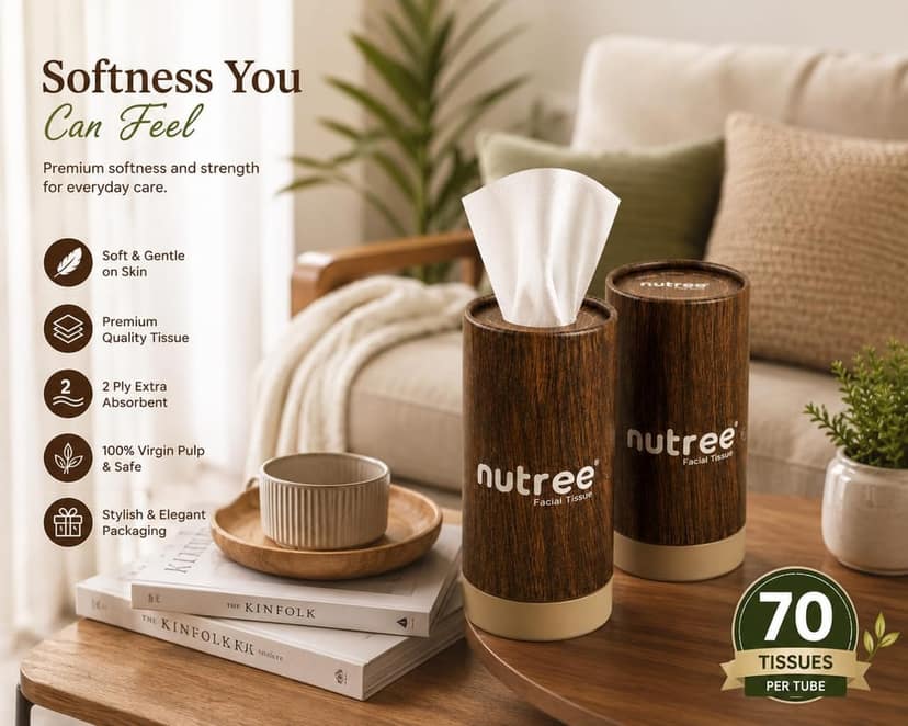Nutree Wood-Textured Facial Tissue Paper Tubes, 2 Ply, 140 Total Tissues (Pack of 2) view 3