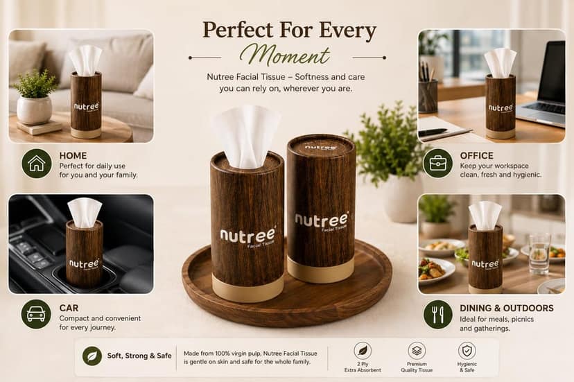 Nutree Wood-Textured Facial Tissue Paper Tubes, 2 Ply, 140 Total Tissues (Pack of 2) view 4