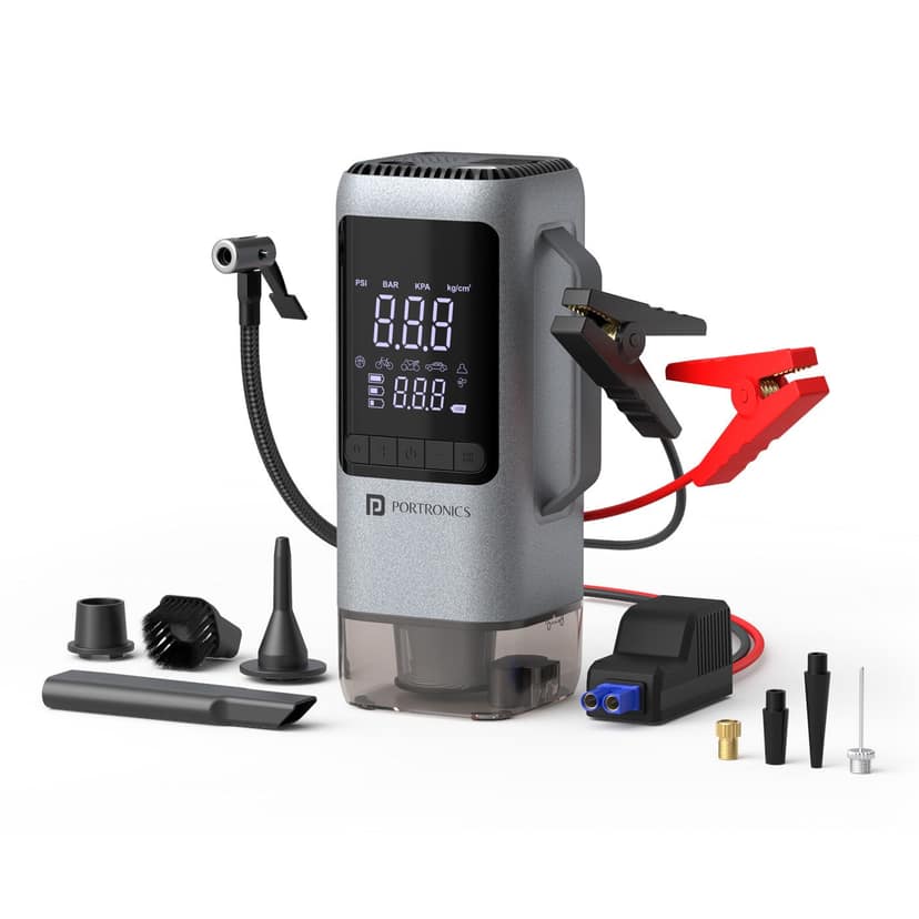 Portronics Vayu Cop Portable Tyre Inflator - Silver
