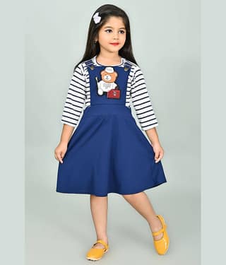 JCT DRESSES Girls Crepe Dungarees For ( Pack of 1 , Blue )