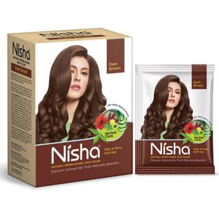 Nisha Henna Based Hair Color Dark Brown 60g Pack of 1, Henna Powder Hair Color Dye Brown Hair Colour