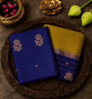 Handloom Chanderi Unstitched 2-Piece Silk By Cotton Suit Set