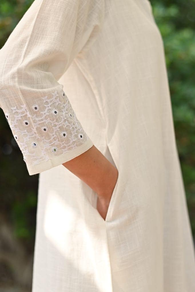Jasmine Sindhi Hand Embroidered Cotton A-Line Kurta view 2