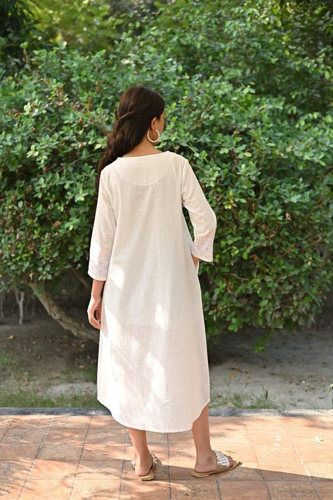 Jasmine Sindhi Hand Embroidered Cotton A-Line Kurta view 3