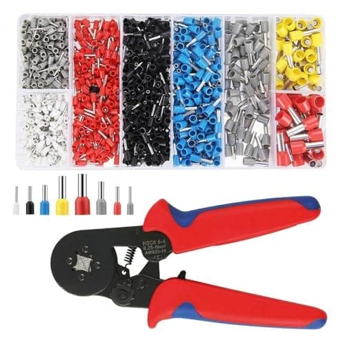 Professional Ferrule Crimping Tool Kit with Ratchet Pliers, 28-5 AWG Hexagonal Crimper, 1200 PCS Terminal Connectors, Self-Adjusting Design, 19.5cm Length view 2
