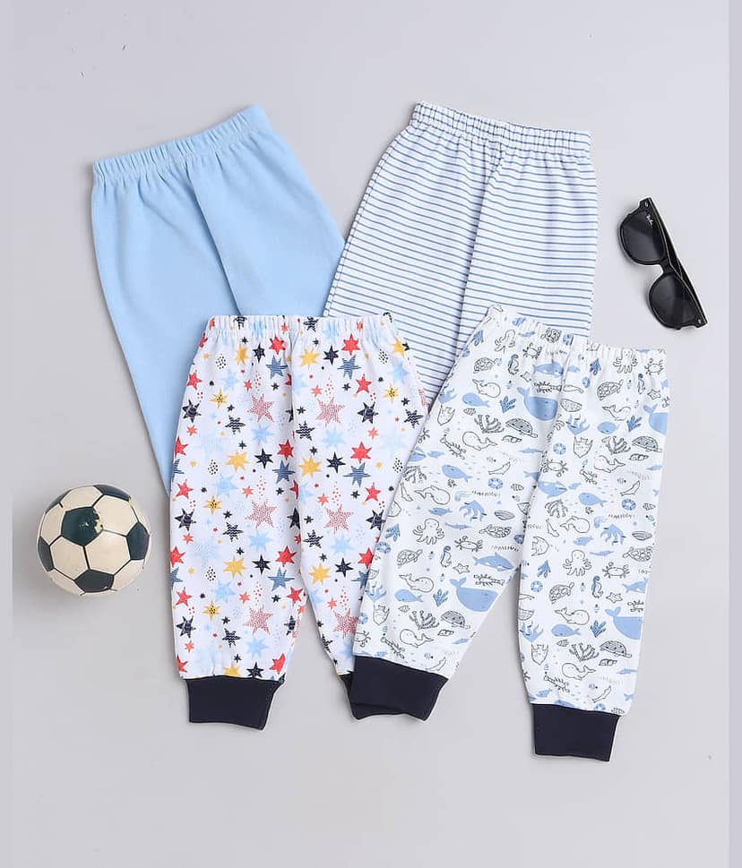 BUMZEE Pack of 4 Baby Boys Cotton Pyjama ( Sky Blue )