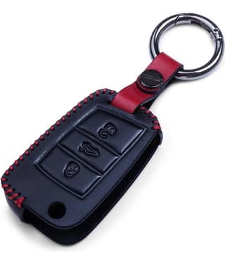 Soft Handmade Leather Key Cover Compatible with Skoda Kushaq Taigun Tiguan Virtus Octavia Kodiaq Superb Folding Key
